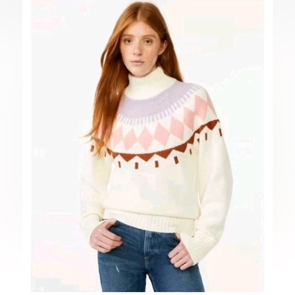 Women's Cozy Free Assembly Multicolor Patterned Sweater Sz XXL New